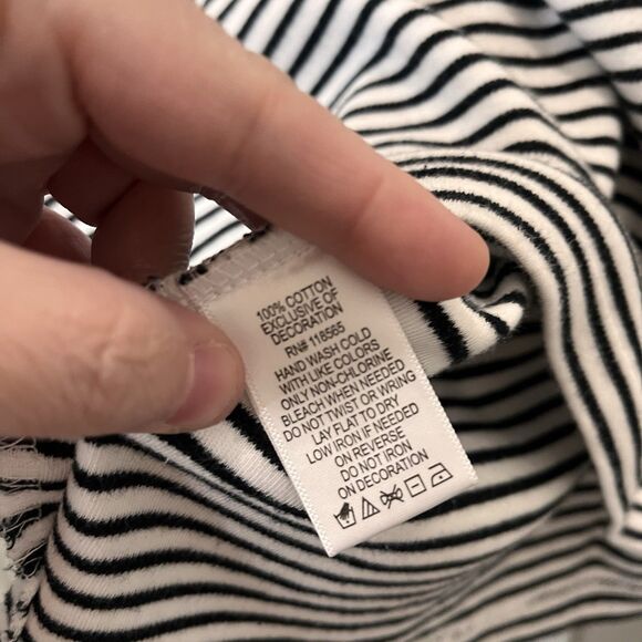 Quacker Factory Shirt Womens Size 2X Bumble Bee Embroidered Black White Striped - Picture 6 of 10